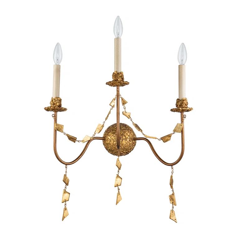 Lucas McKearn Mosaic 3-light Traditional Metal Wall Sconce in Gold Leaf