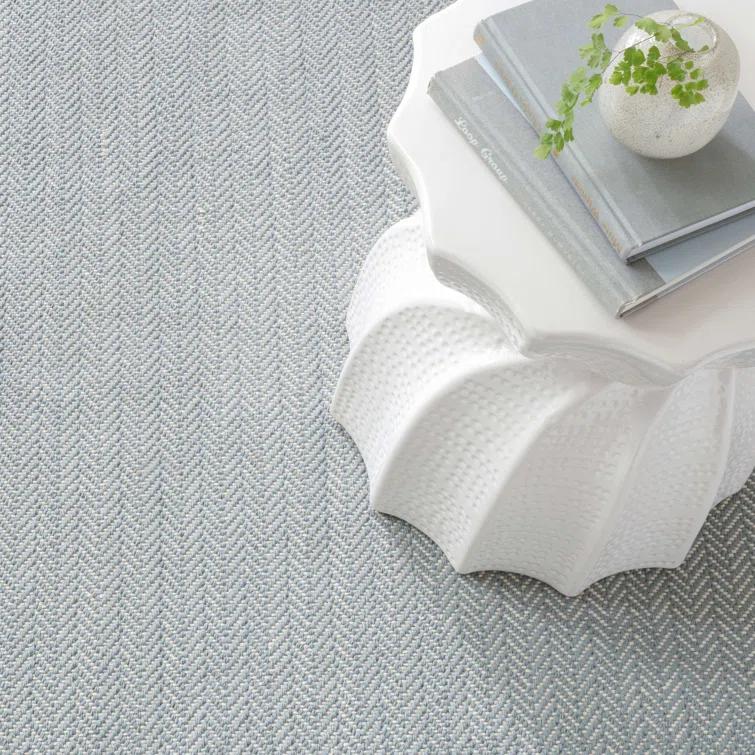Herringbone Swedish Blue Handwoven Cotton Rug