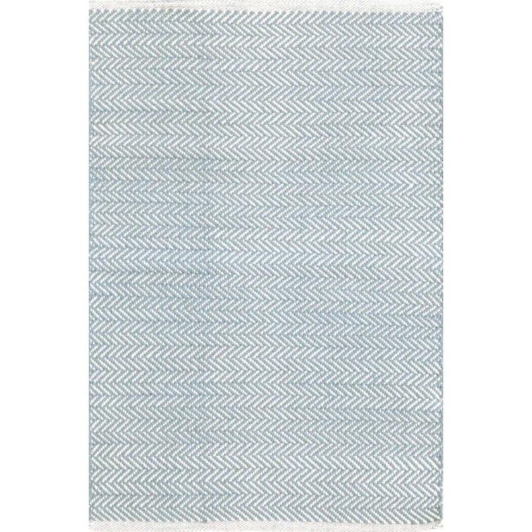 Herringbone Swedish Blue Handwoven Cotton Rug
