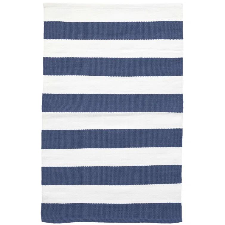 Catamaran Stripe Denim/White Handwoven Indoor/Outdoor Rug