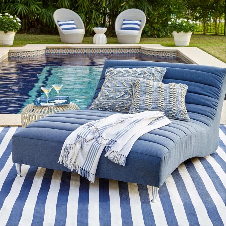 Catamaran Stripe Denim/White Handwoven Indoor/Outdoor Rug