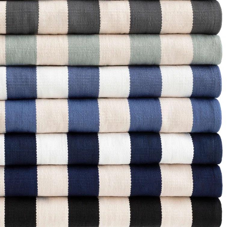 Catamaran Stripe Denim/White Handwoven Indoor/Outdoor Rug