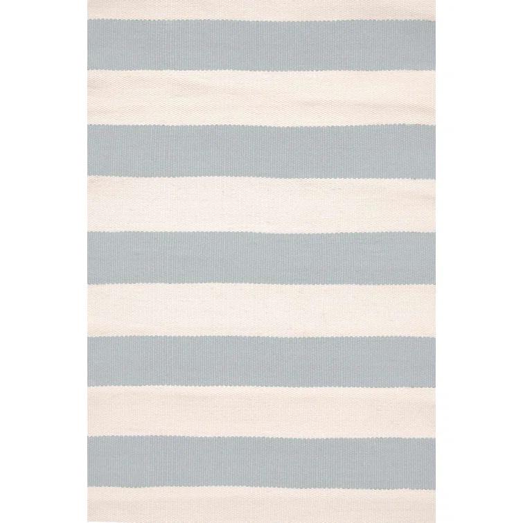 Catamaran Stripe Light Blue/Ivory Handwoven Indoor/Outdoor Rug