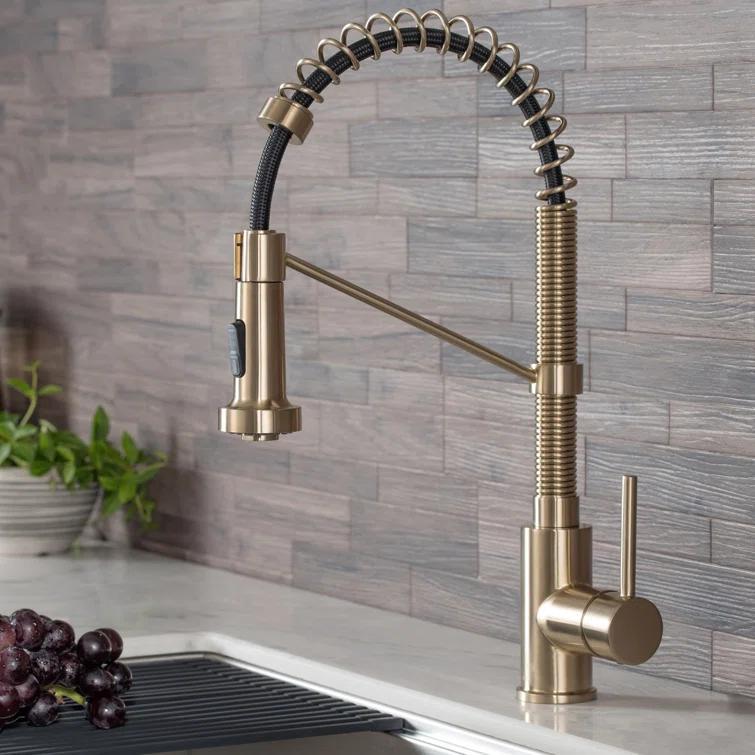 KRAUS Bolden Commercial Style 2-Function Single Handle Pull Down Kitchen Faucet with Soap Dispenser