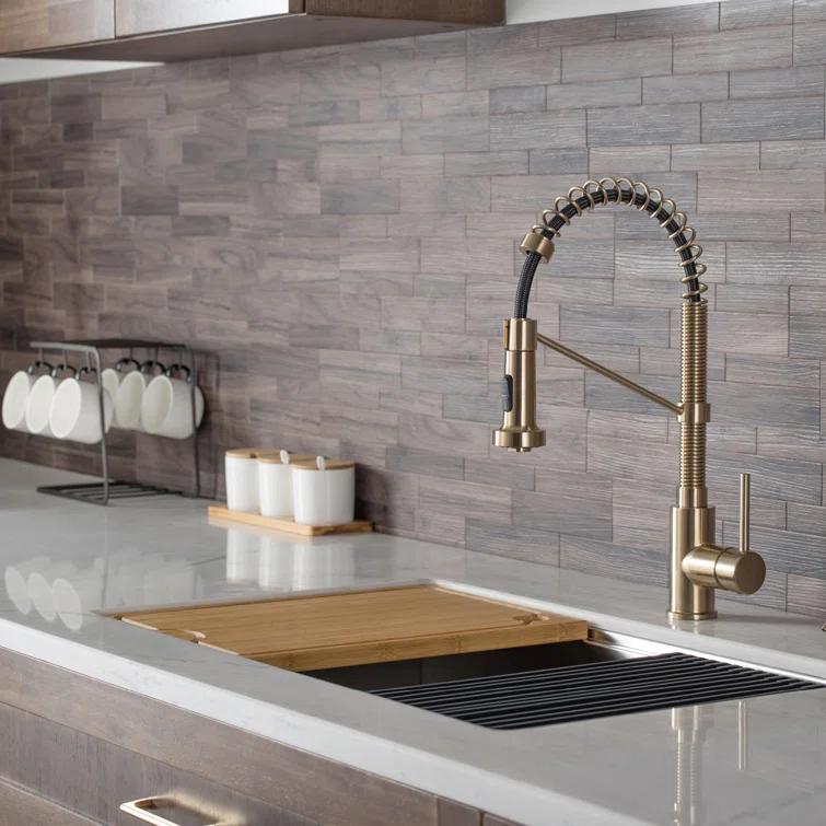 KRAUS Bolden Commercial Style 2-Function Single Handle Pull Down Kitchen Faucet with Soap Dispenser