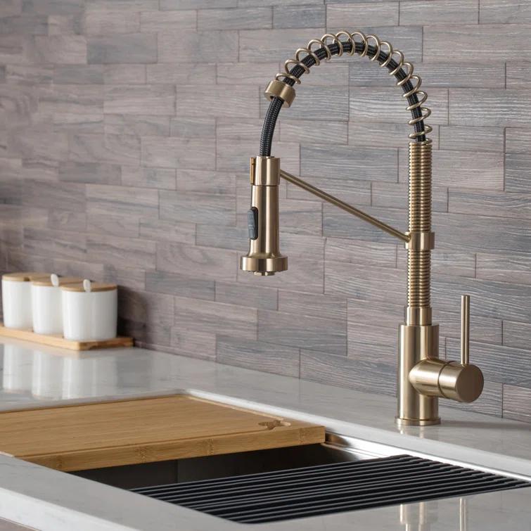 KRAUS Bolden Commercial Style 2-Function Single Handle Pull Down Kitchen Faucet with Soap Dispenser