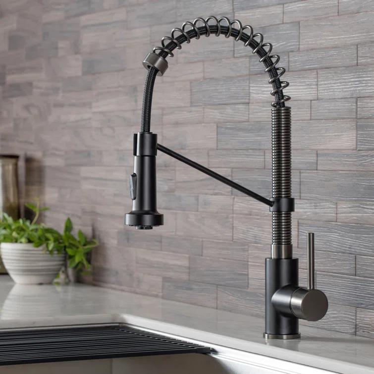 KRAUS Bolden Commercial Style 2-Function Single Handle Pull Down Kitchen Faucet with Soap Dispenser