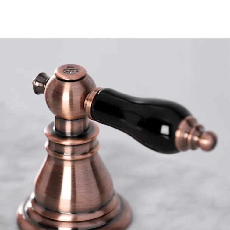 Kingston Brass Duchess Two-Handle 3-Hole Deck Mount Widespread Bathroom Faucet with Brass Pop-Up Drain