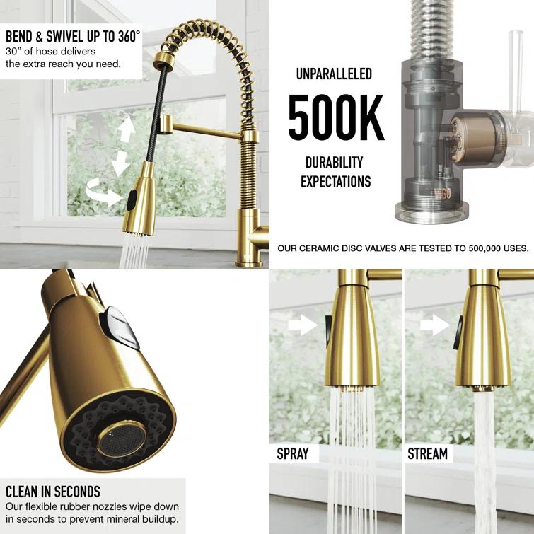 Brant EternalSeal Single Handle Pull-Down Kitchen Faucet with Dual Mode Sprayer