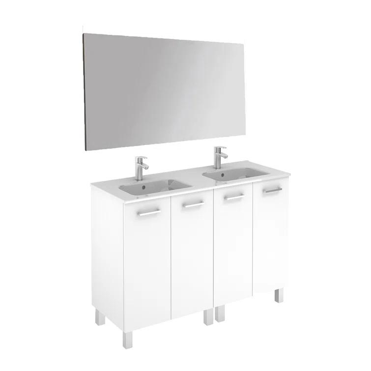 WS Bath Collections Logic 47.3'' Double Bathroom Vanity with Ceramic Top with Mirror