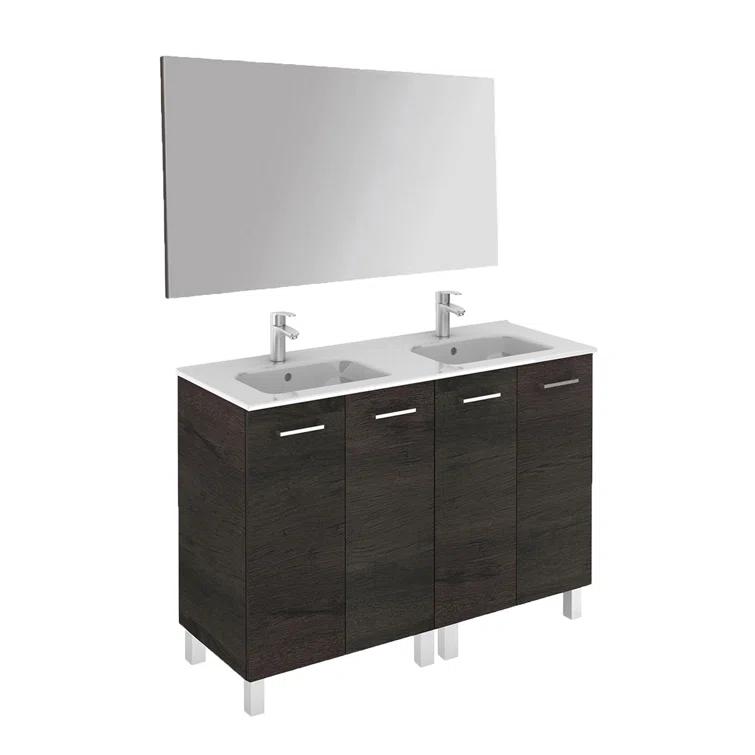 WS Bath Collections Logic 47.3'' Double Bathroom Vanity with Ceramic Top with Mirror