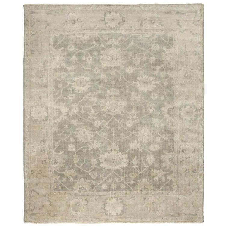 Safavieh  Couture Hand-knotted Oushak Mersiha Traditional Oriental Wool Rug with Fringe Light Grey/Beige 8' x 10' Fringe, Handmade 8' x 10' Indoor