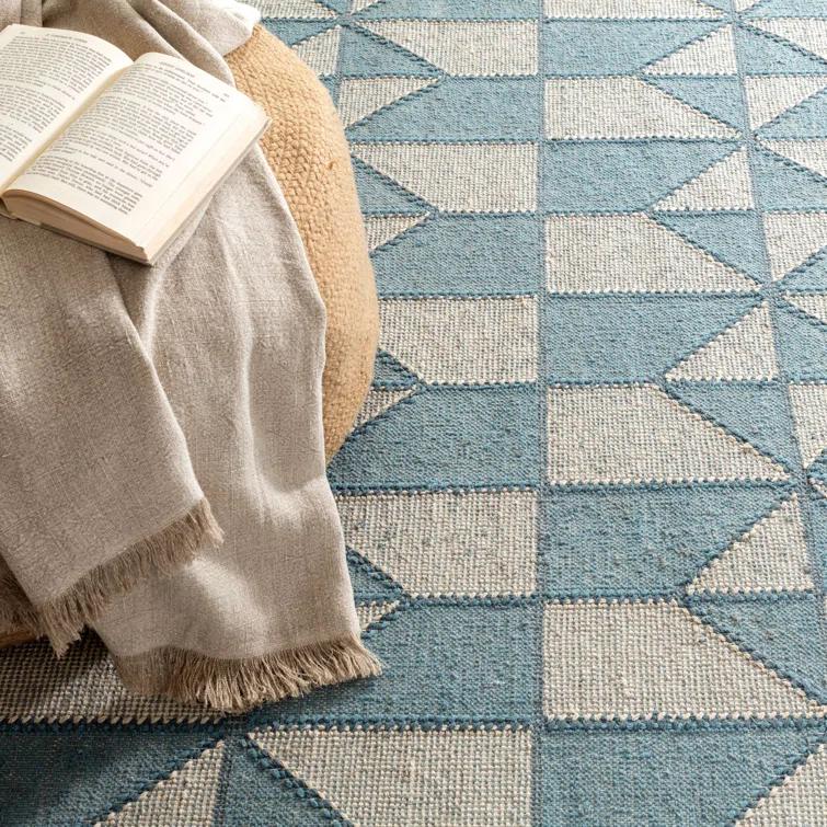 Ojai Blue Hand Loom Knotted Cotton Rug