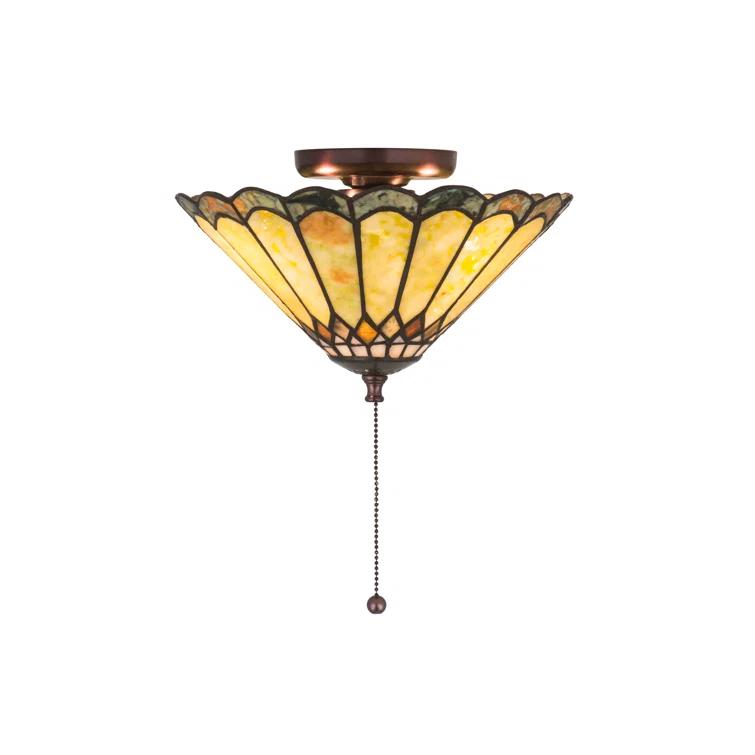 Meyda Tiffany 71007 Carousel 3 Light 12" Wide Semi-Flush Ceiling Fixture - MultiColor