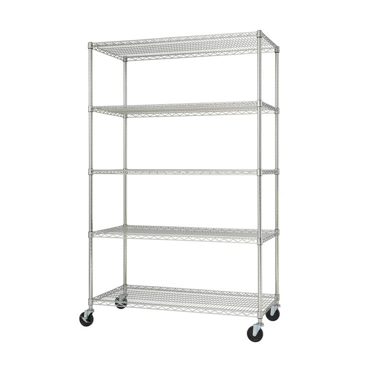 Trinity TRINITY EcoStorage 5-Tier NSF Steel Wire Shelving Unit w/ Wheels (48 in. W x 24 in. D)