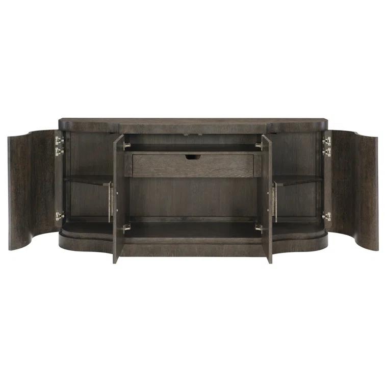 Transitional Cerused Charcoal Oak 72'' Sideboard with Silverware Drawer