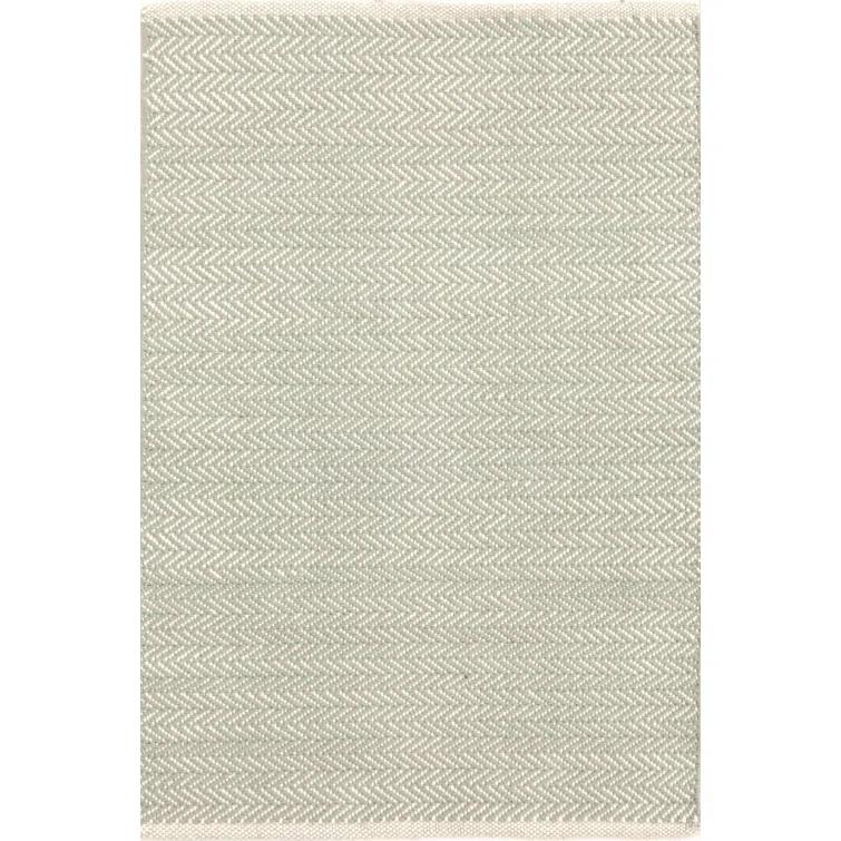 Herringbone Ocean Handwoven Cotton Rug