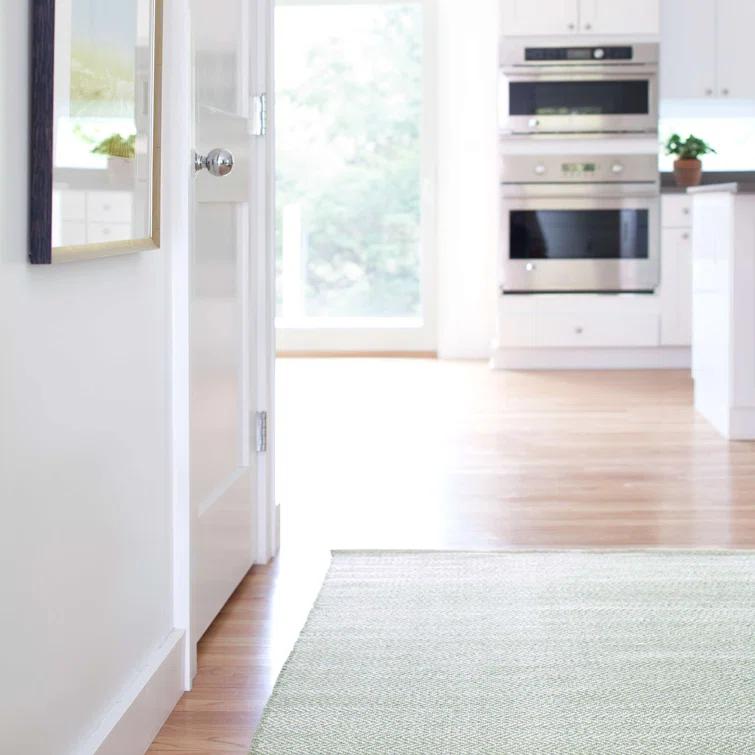 Herringbone Ocean Handwoven Cotton Rug