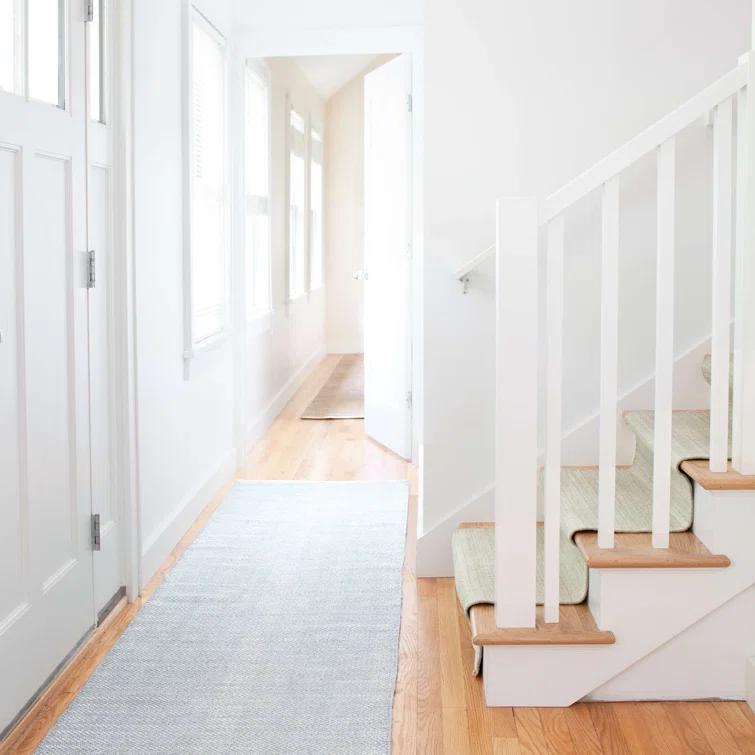 Herringbone Ocean Handwoven Cotton Rug