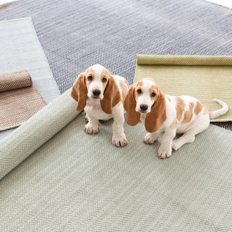 Herringbone Ocean Handwoven Cotton Rug