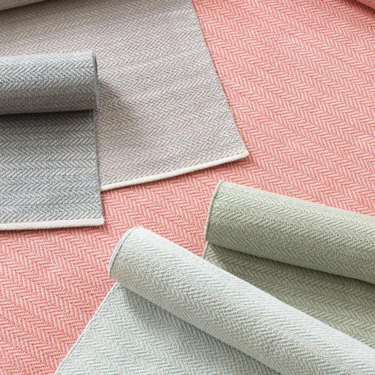 Herringbone Ocean Handwoven Cotton Rug