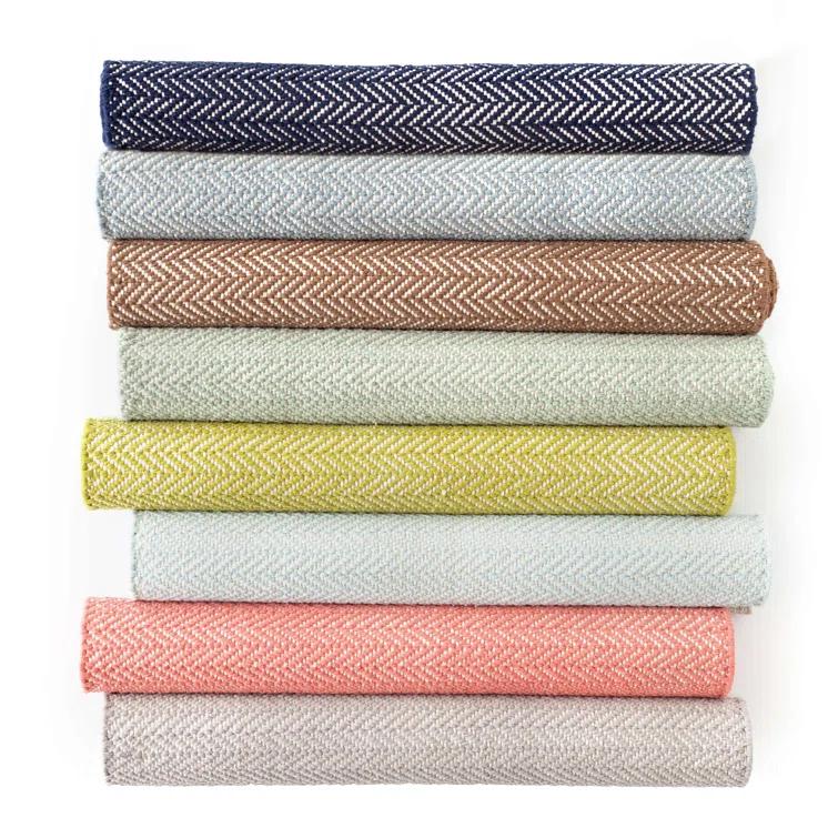 Herringbone Ocean Handwoven Cotton Rug