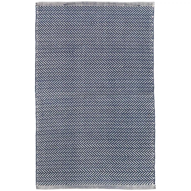 Herringbone Navy/Ivory Handwoven Indoor/Outdoor Rug