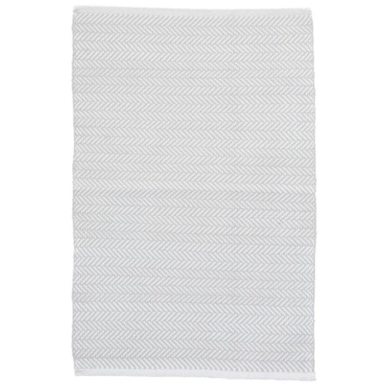 Herringbone Pearl Grey/White Handwoven Indoor/Outdoor Rug