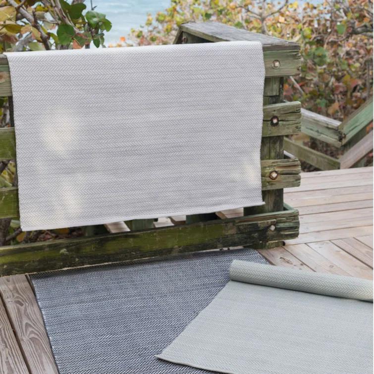 Herringbone Pearl Grey/White Handwoven Indoor/Outdoor Rug