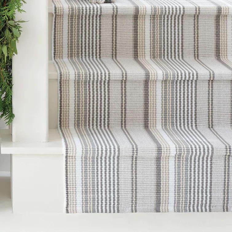 Gradation Ticking Handwoven Cotton Rug