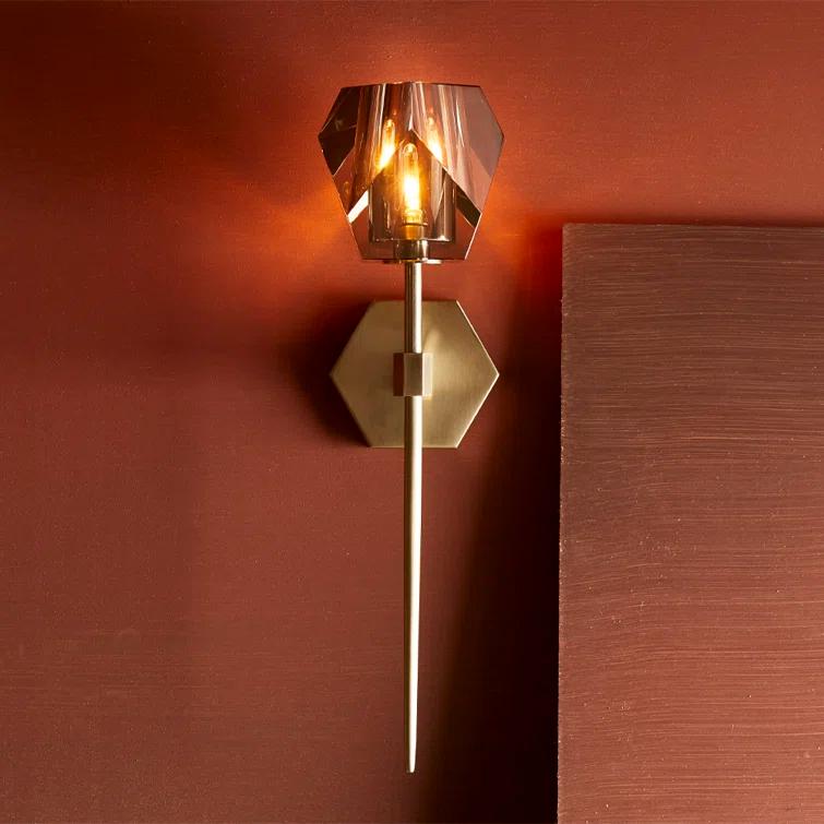 Gemma Dimmable Wallchiere Sconce in Black and Pale Brass