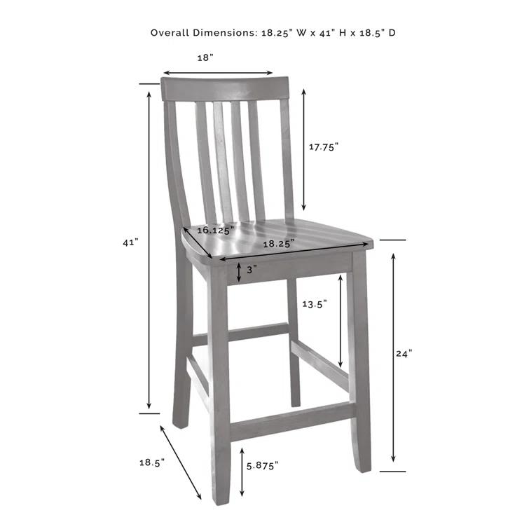 Set of 2 24" School House Counter Height Barstools, Solid Hardwood, Footrest - Crosley