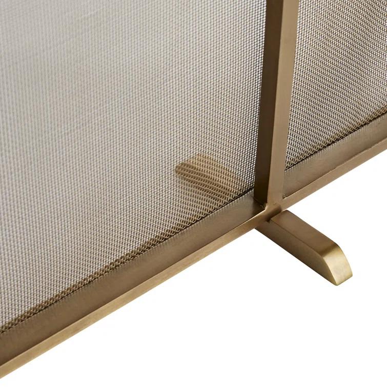Antique Brass Iron Mesh Fireplace Screen