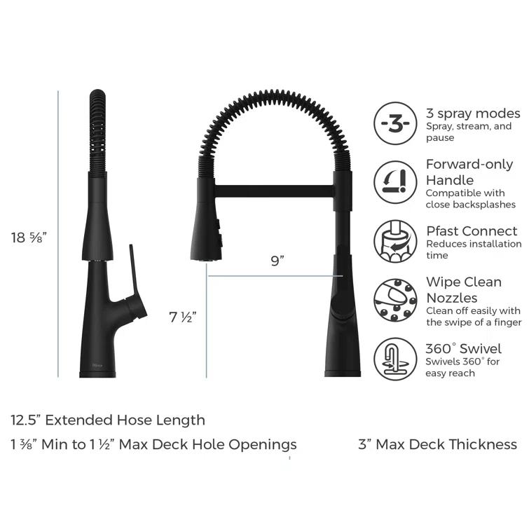 Pfister LG529NECB Neera Culinary Look Pull Down Single Handle Kitchen Faucet