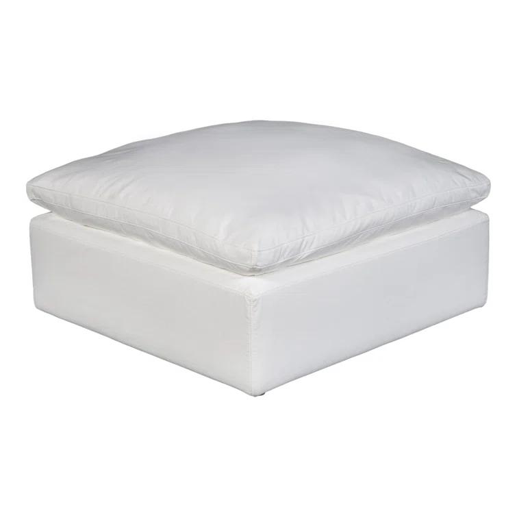 White Performance Fabric Transitional Ottoman