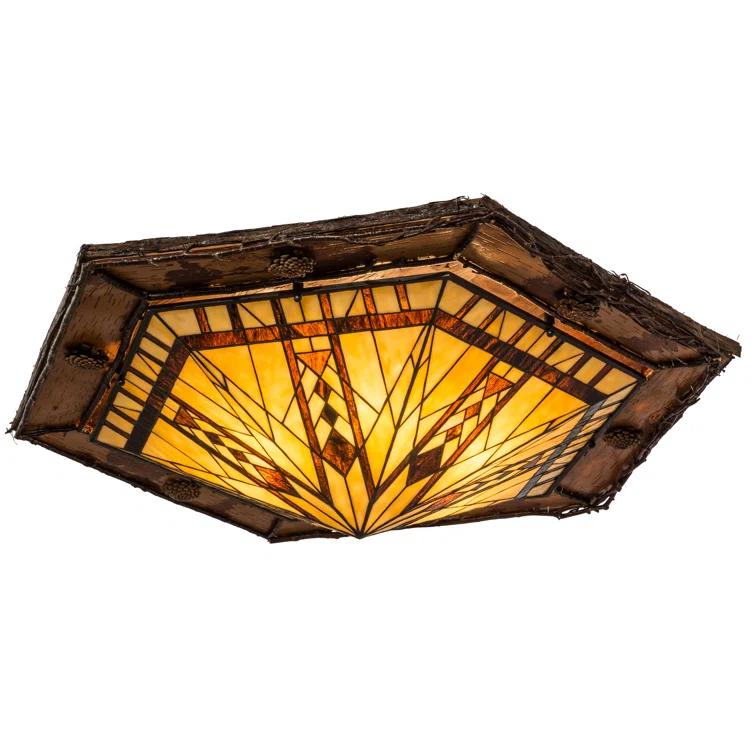 Rustic Lodge Glass Flush Mount