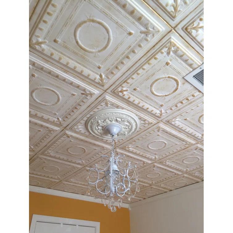 Romanesque Wreath 1.6 ft. x 1.6 ft. Polystyrene Glue-up Ceiling Tile