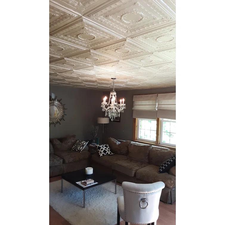 Romanesque Wreath 1.6 ft. x 1.6 ft. Polystyrene Glue-up Ceiling Tile