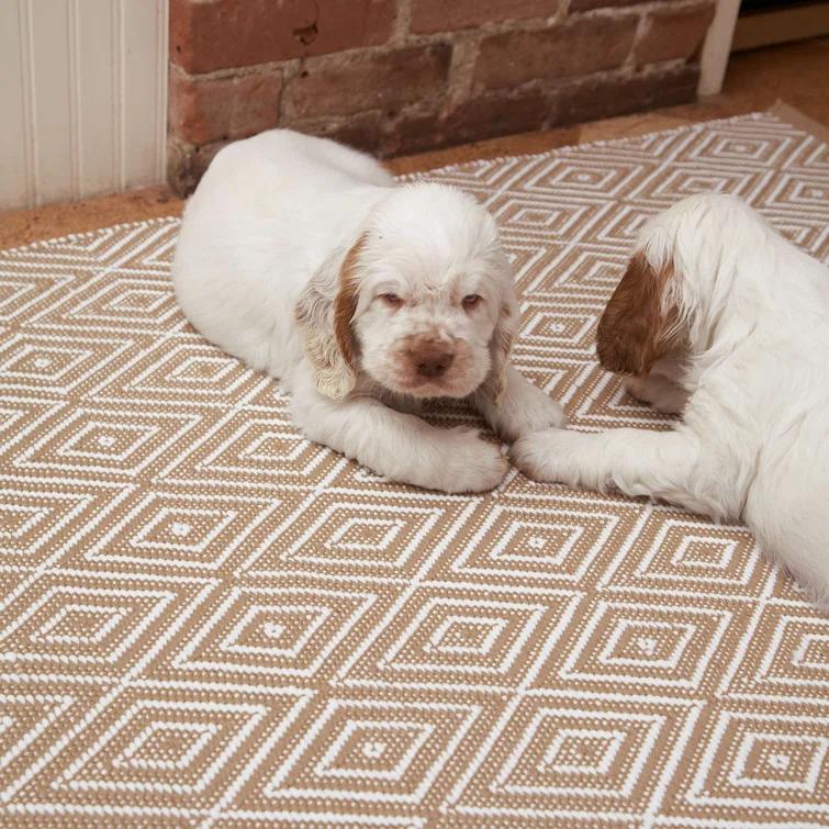 Diamond Khaki/White Handwoven Indoor/Outdoor Rug