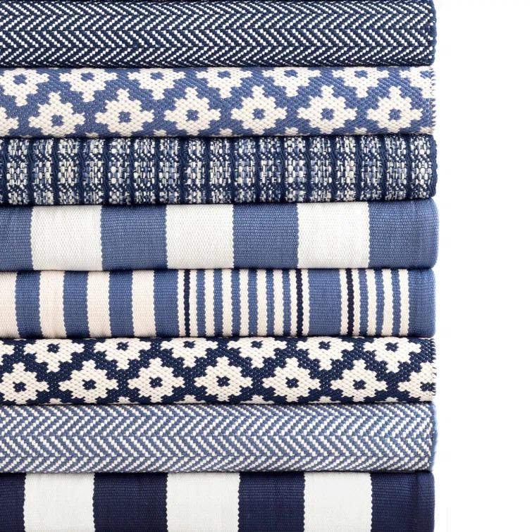 Herringbone Denim/Ivory Handwoven Indoor/Outdoor Rug