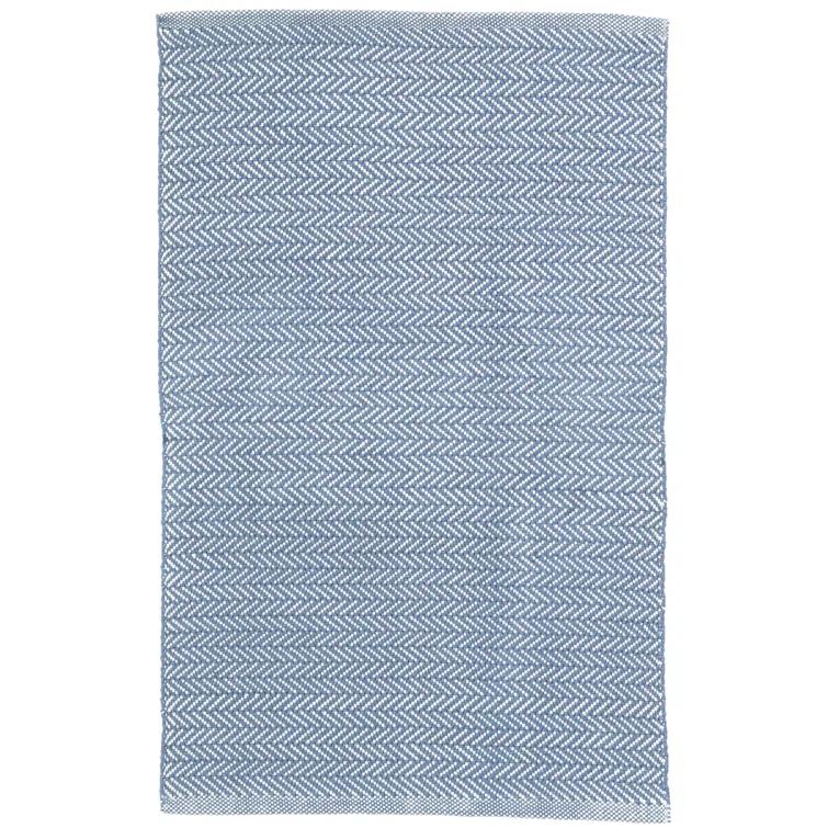 Herringbone Denim/Ivory Handwoven Indoor/Outdoor Rug