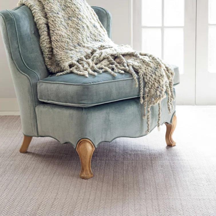 Herringbone Dove Grey Handwoven Cotton Rug