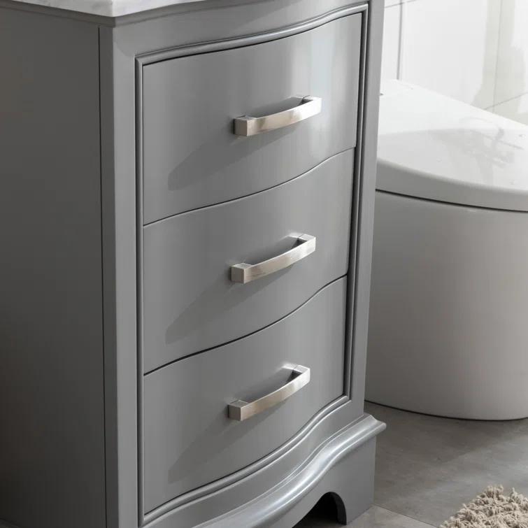 Monroe 24 in. W x 22 in. D Bath Vanity in Gray with Natural Marble Vanity Top in Carrara White with White Sink