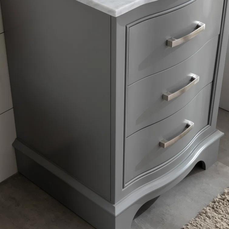 Monroe 24 in. W x 22 in. D Bath Vanity in Gray with Natural Marble Vanity Top in Carrara White with White Sink