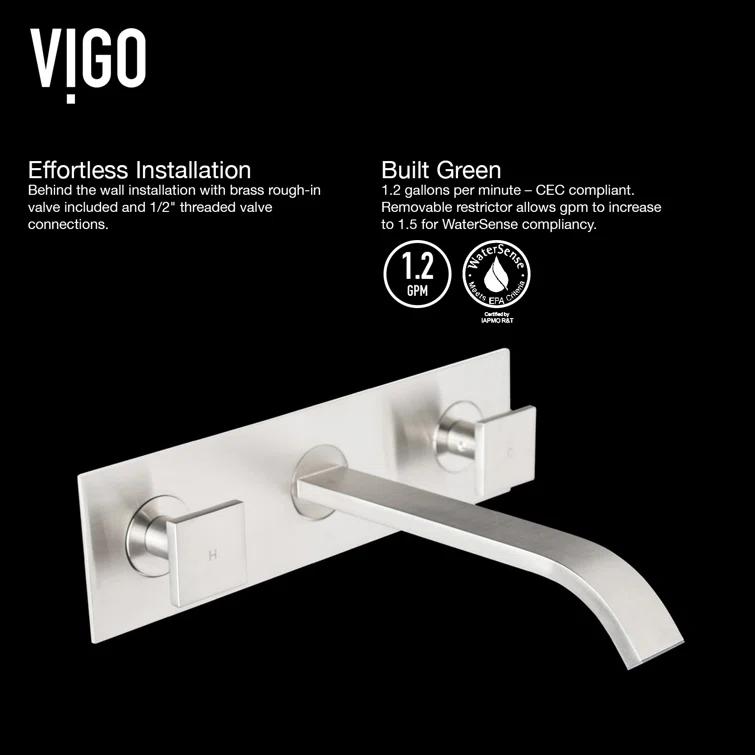 Titus 3" H Two Handle WaterSense Wall Mount Bathroom Faucet