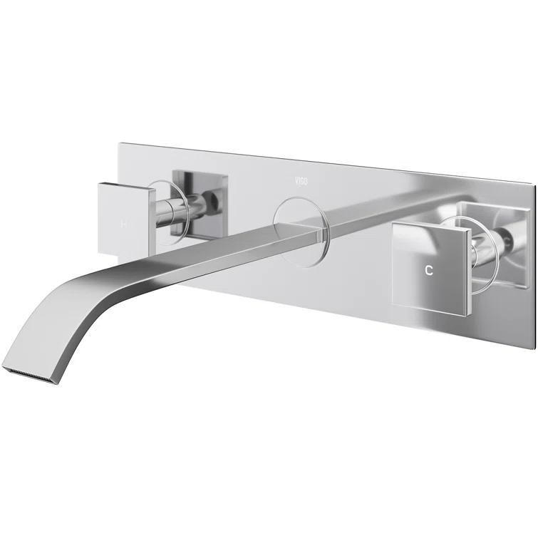 Titus 3" H Two Handle WaterSense Wall Mount Bathroom Faucet