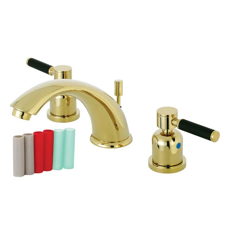 Kingston Brass KB8962DKL Kingston Brass Kaiser Two-Handle 3-Hole Deck Mount Widespread Bathroom Faucet with Retail Pop-Up Drain