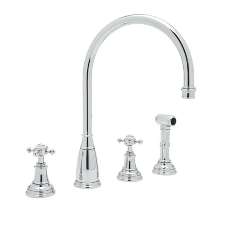 Perrin & Rowe U.4735X-APC-2 Georgian Era Two Handle Kitchen Faucet With Side Spray