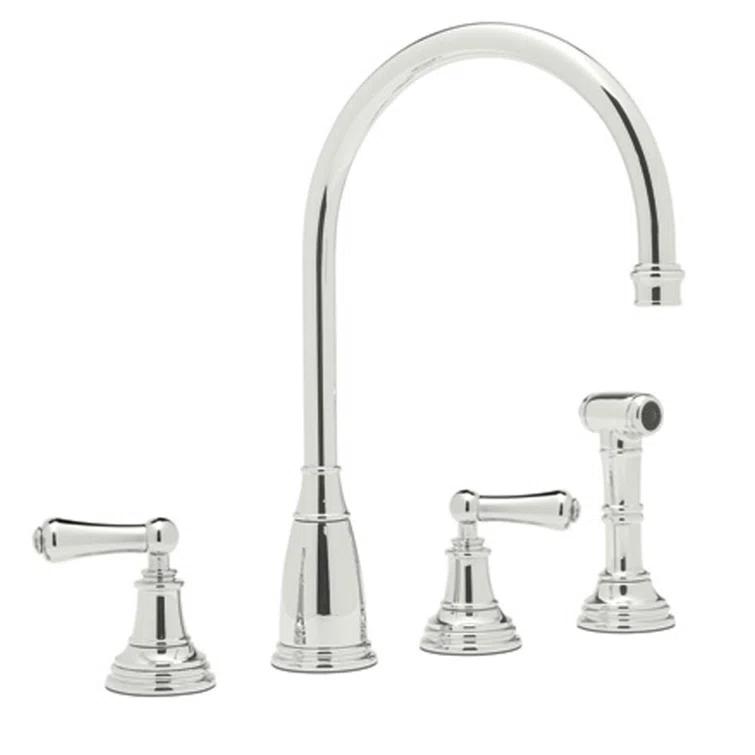 Georgian Era Two Handle Kitchen Faucet With Side Spray