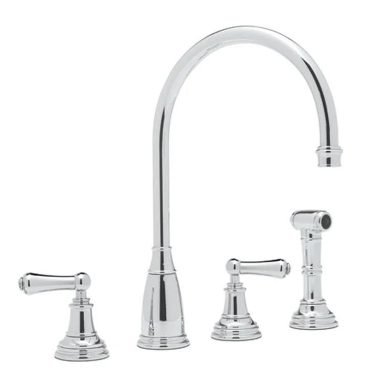 Georgian Era Two Handle Kitchen Faucet With Side Spray